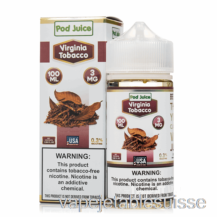 Vape Suisse Tabac De Virginie - Jus De Dosettes - 100ml 0mg
